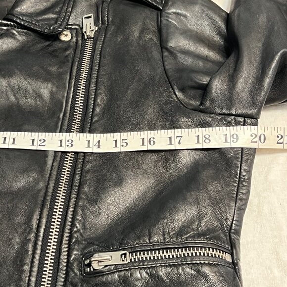 Topshop Women’s Genuine Leather Moto Biker Jacket Black Size US 8 UK 12 - Picture 7 of 13